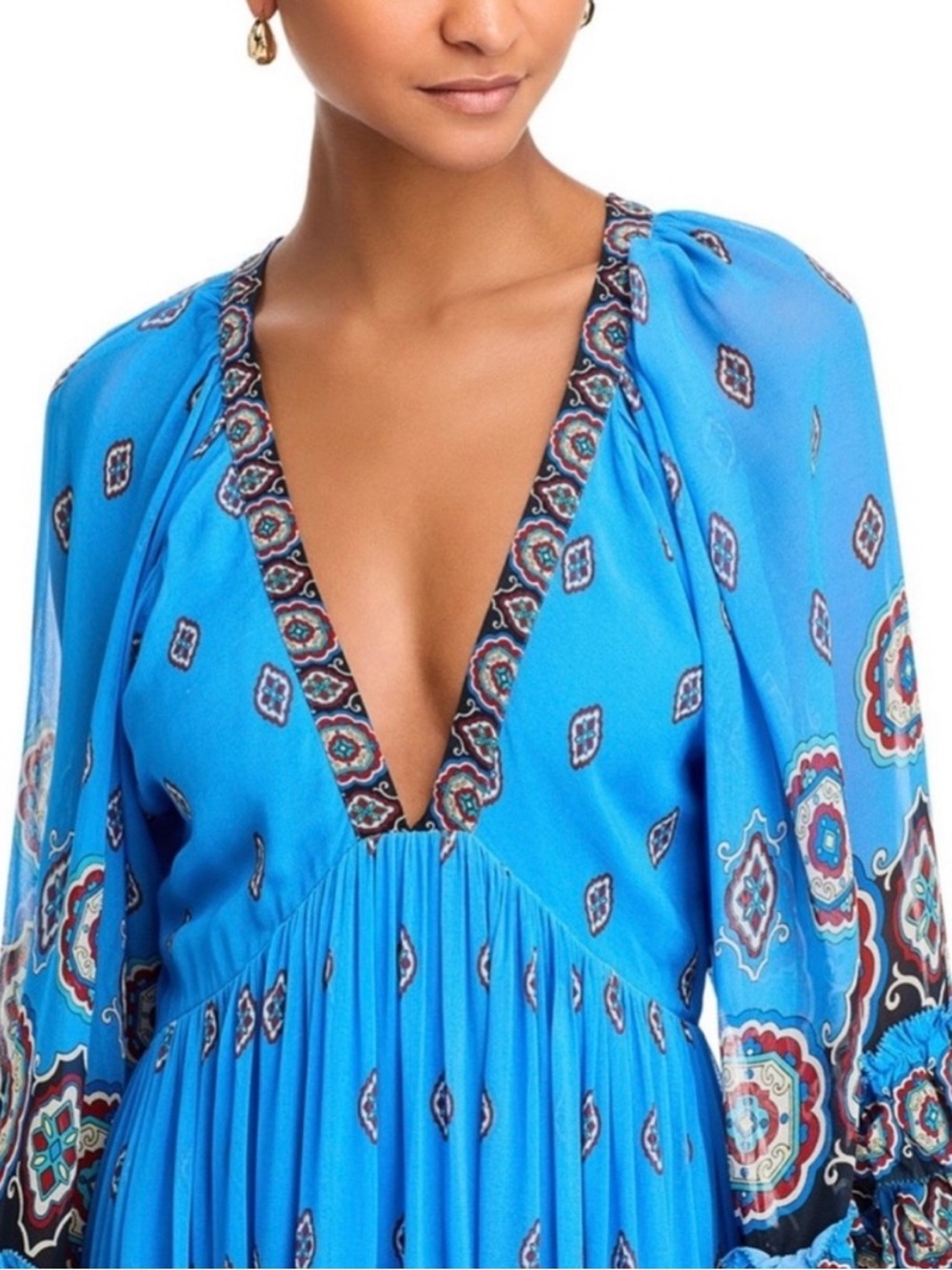 FARM Rio Blue Printed V‑Neck Maxi Dress - Picture 5 of 6